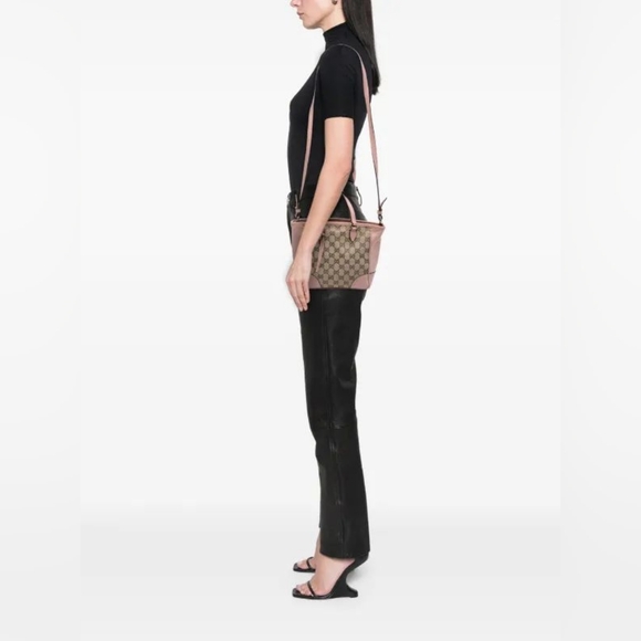 Gucci Small GG Canvas Bree satchel Bag Beige/Pink - Picture 6 of 14